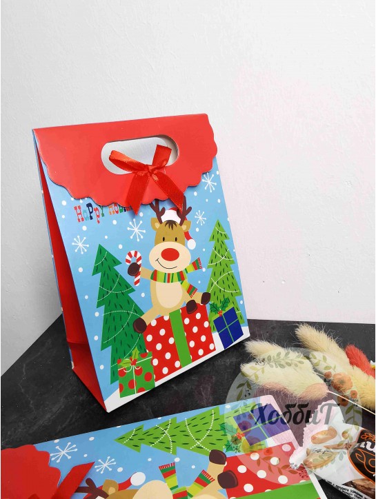 Коробка крафтовая с рисунком "Оленёнок" 12*16*6см